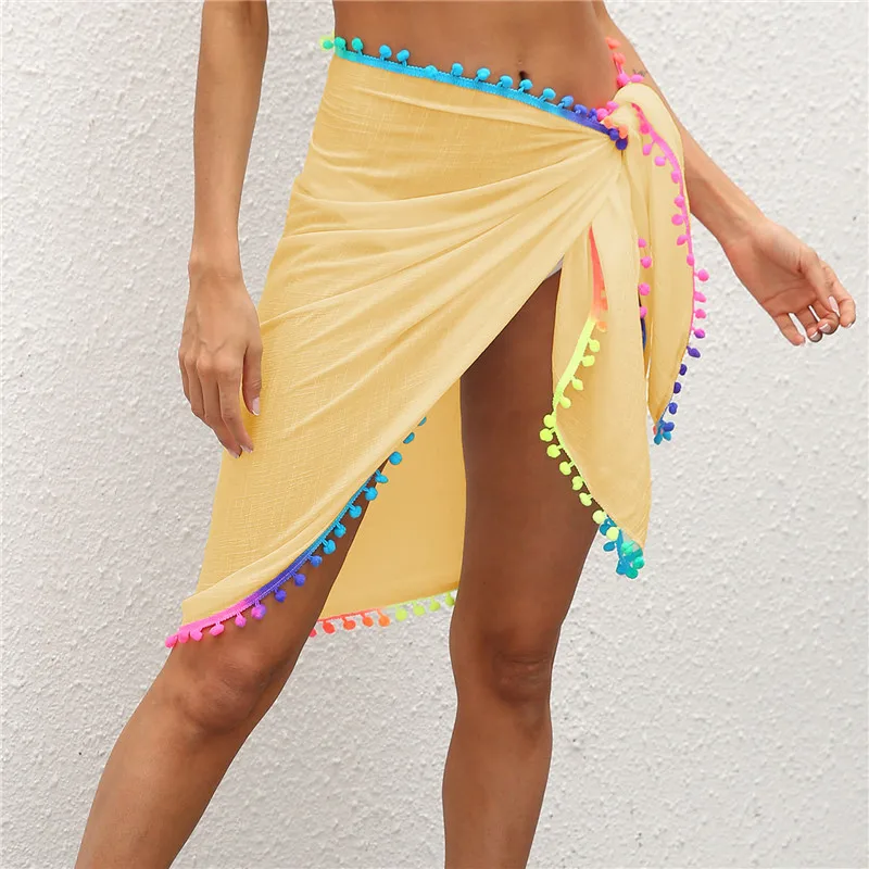 Womens Swimwear Bikini Cover Up Sheer Beach Mini Wrap Skirt Sarong Pareo Shorts Summer Beachwear Holiday beach cover,swimsuit cover
