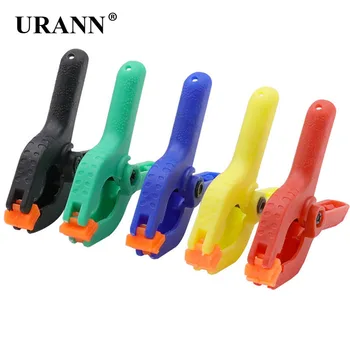 Billige URANN 10 Stücke 2 Zoll Frühjahr Schellen DIY Holzbearbeitung Werkzeuge Kunststoff Nylon Schellen Für Holzbearbeitung Frühling Clip Foto Studio Hintergrund