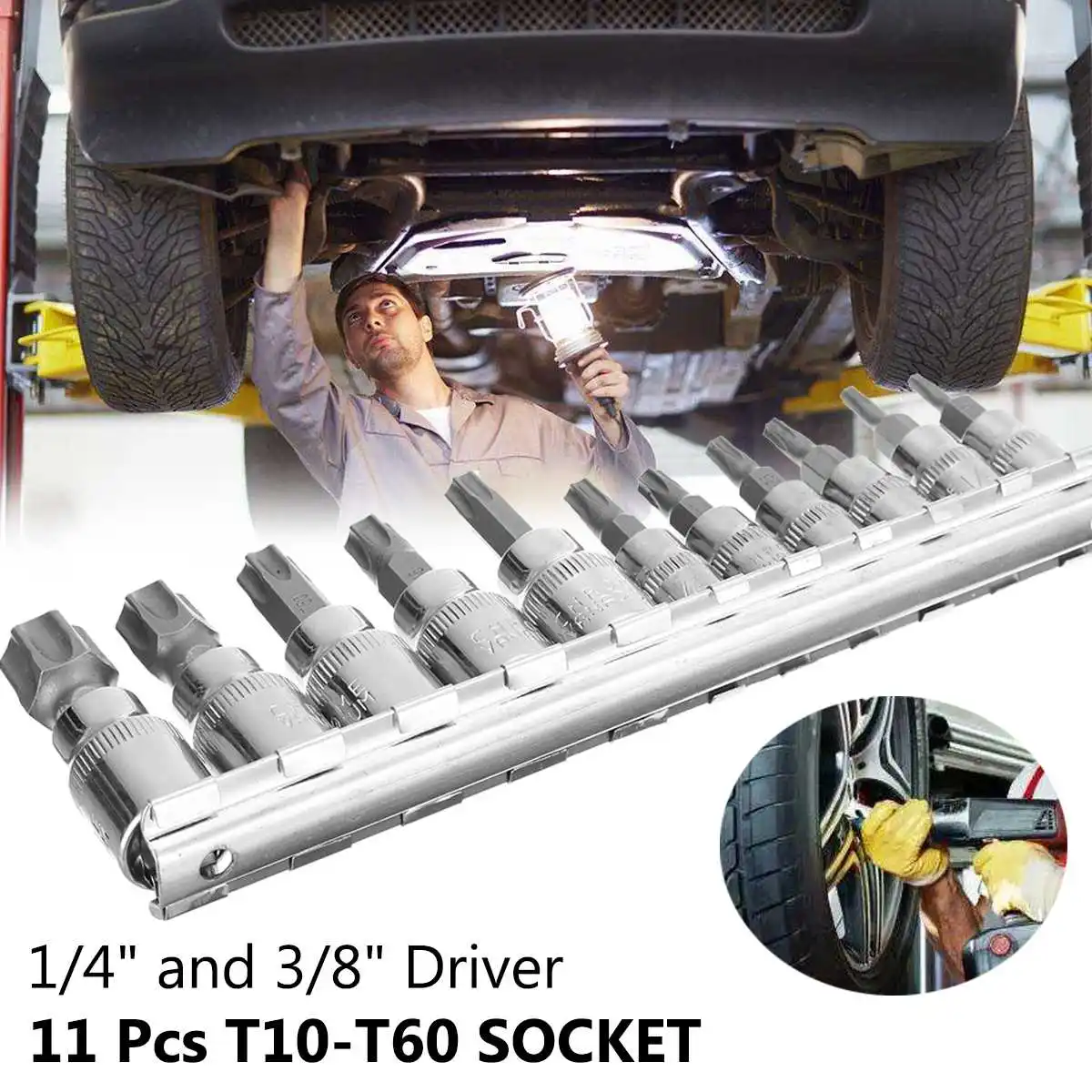 £10.09 11pcs 01 Apr 03 Aug Inch Drive Torx Star Bit Socket Kit