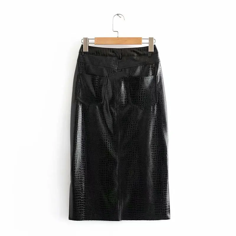 Bella philosophy Women Autumn Sexy Split Straight Skirts PU Faux Leather Female Bodycon Skirts Casual Lady Midi Skirts Bottoms