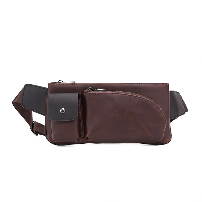 

Men's Simple Multi-function Belt Bag PU Leather Men Waist Bag Male Soft Surface Retro Fanny Packs Bum Bag
