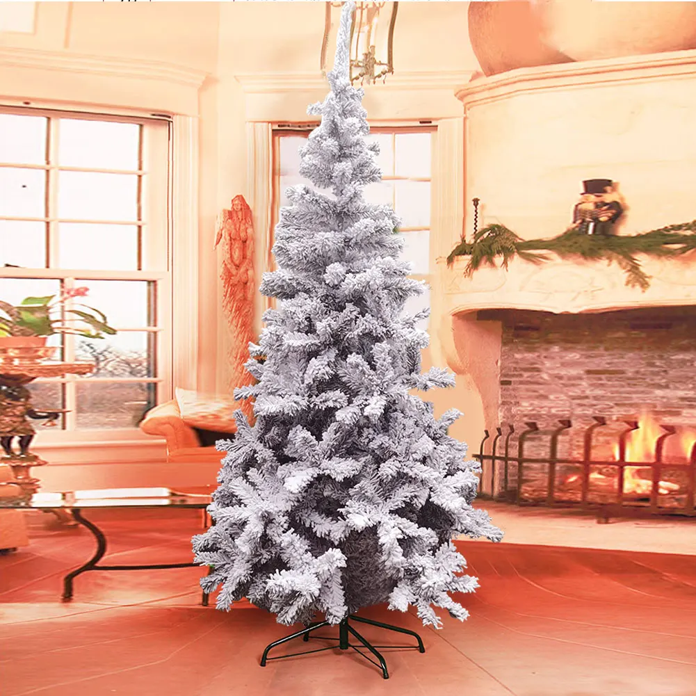 

Snow Flocked Hinged Artificial Christmas Pine Tree Decoration Holiday with Metal Stand New LBShipping