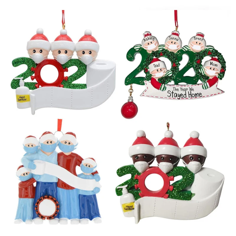 2020 Christmas Decorations For Home DIY Personalized Xmas Tree Drop Ornament Quarantine Gift Santa Claus With Mask | Дом и сад
