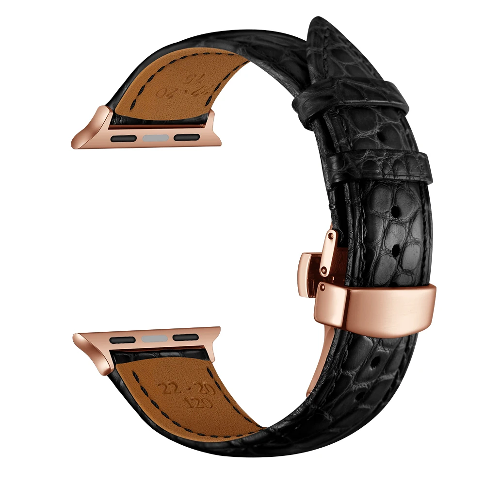 Ремешок из крокодиловой кожи для Apple Watch Band 42 мм 38 4 44 браслет iWatch Series 5 3 2 1|Ремешки
