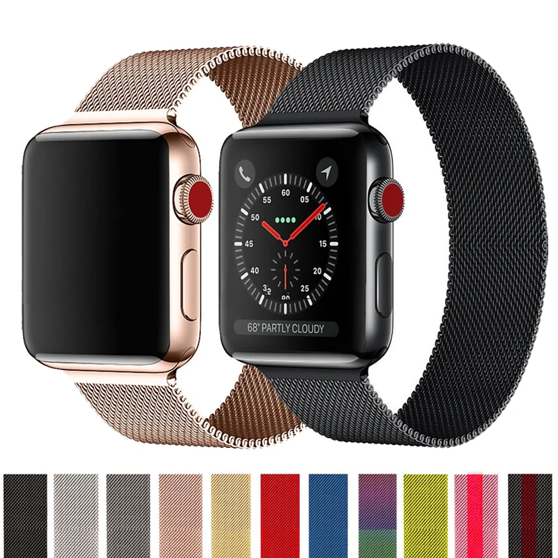 

Milanese Loop Strap For Apple Watch band 44mm 40mm iWatch series SE 5 4 Belt bracelet correa for Apple watch 6 3 band 42mm 38mm