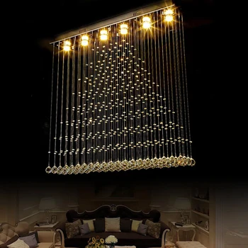 

Modern LED Ceiling Crystal Chandelier Lighting For Living Room Dining Room Rectangle Kitchen Island Indoor Home Hanging Lamps