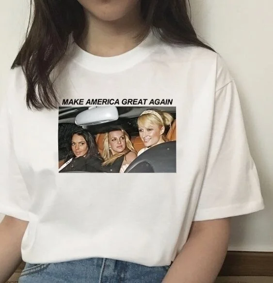 Hahayule-XSX Britney Make Америка Грейт снова Футболка женская Tumblr модная Милая смешной мем рубашка хипстеры уличный стиль Топ