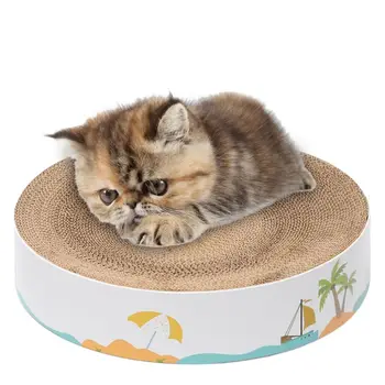 

Cat Scratching Cardboard Pad Lounge Bed Round Scratch Pad Cat Scratcher Rest Bed Q39B