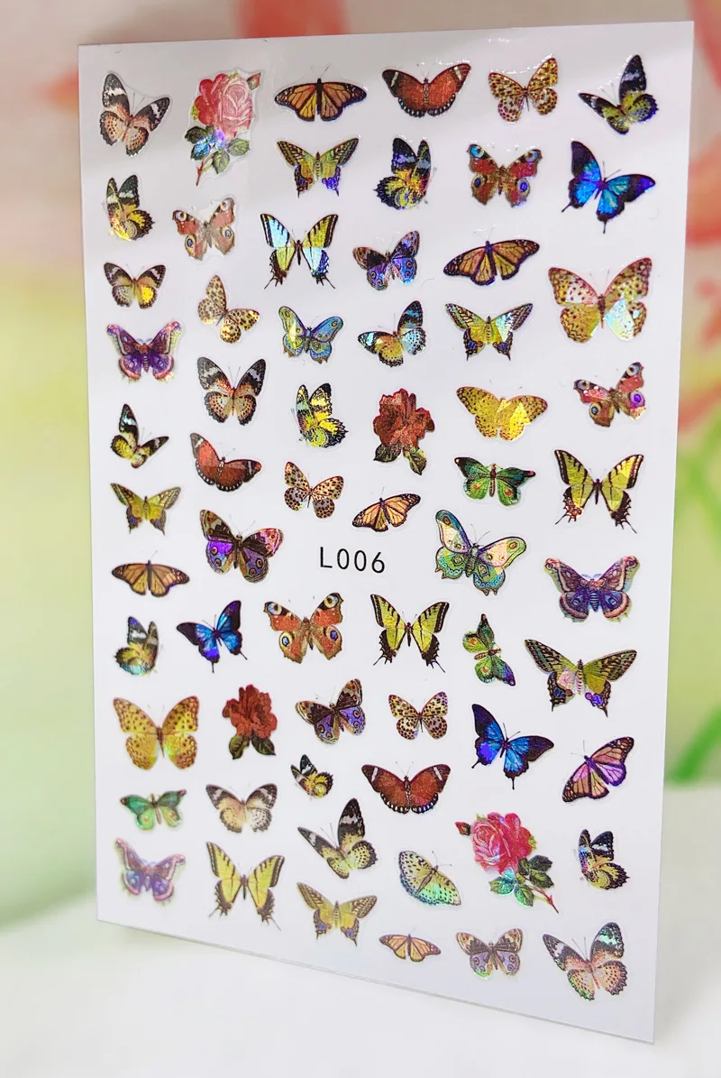 

New 3D Colorful Butterfly Nail Art Sticker Foil Decals Adhesive Summer Beautiful Manicure Decorations on Nails Accessories
