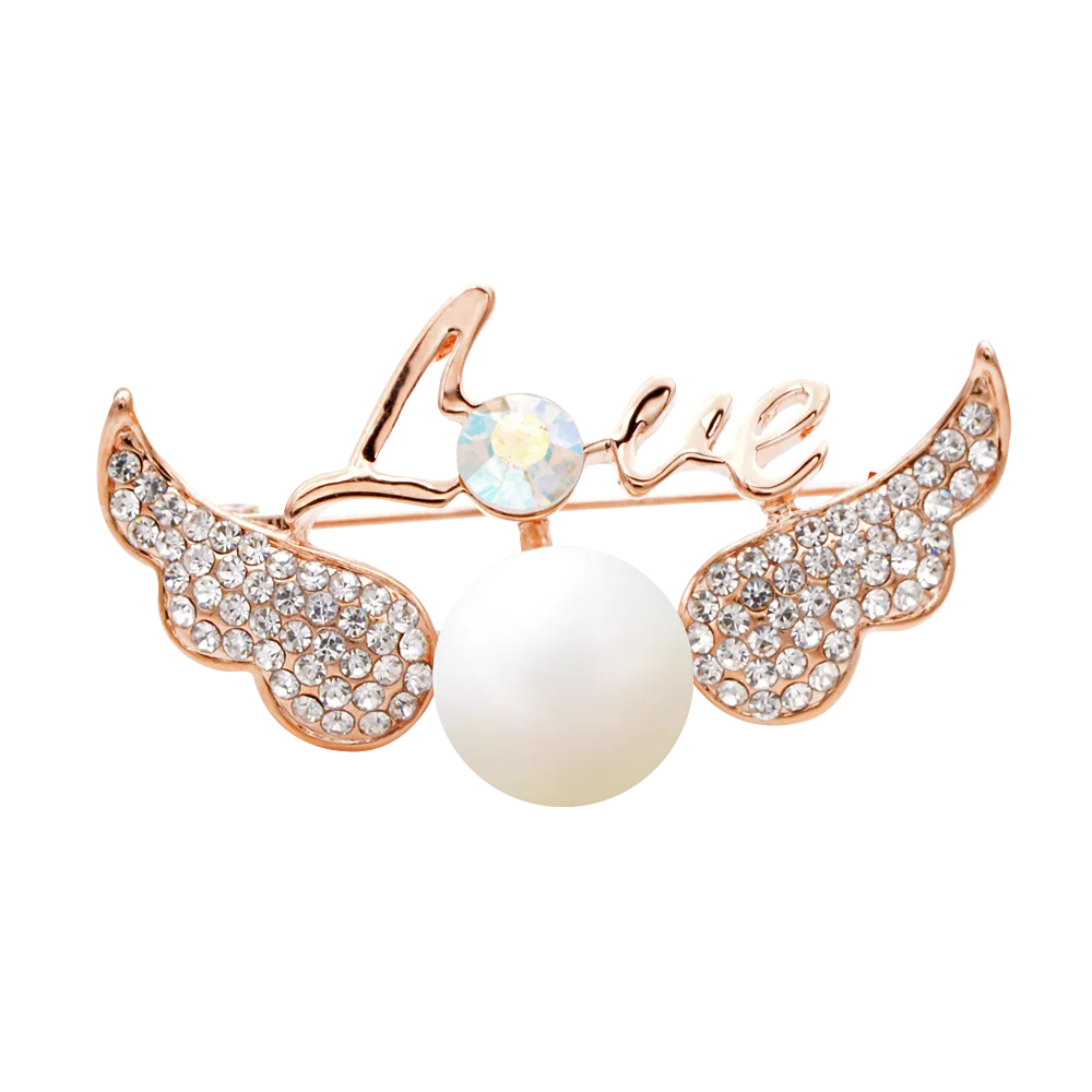 Красивые броши в форме крыльев Ангела, большие жемчужные булавки, блестящая Хрустальная брошь, простой стиль, булавка, подарок, мода, унисекс, подарок, милые булавки
