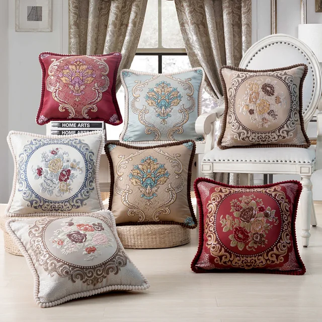 Embroidery Cushion Covers Pillow Cases Bead String Jacquard Pillowcase Throw for Car Living Office Bedroom Home Embroidery Cushion Covers Pillow Cases Bead String Jacquard Pillowcase Throw for Car Living Office Bedroom Home Decoration 48x48