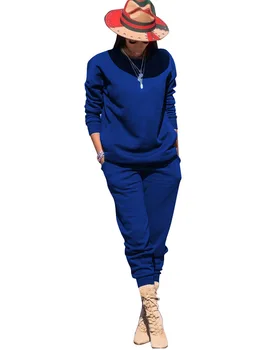 

Casual Sweatsuits Tracksuits Women Two Piece Outfits Set Top And Pants Pockets Long Sleeve O Neck Jogging Matching Suits Outfit