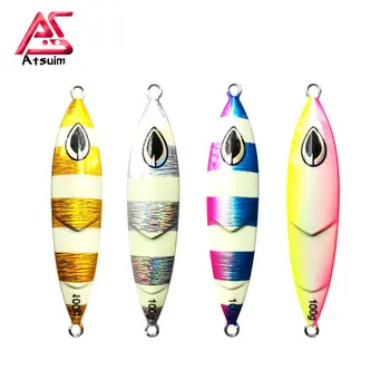 

AS Slow Pitch Jigs 80g100g150g200g250g Metal Jigging Lure Luminous Sinking Glow Angler Lead Fish Falling Jig Fishing Lure Tackle