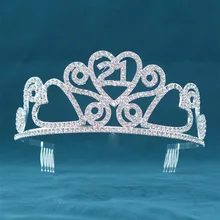 Элегантные вечерние туфли с цифрами Корона белого цвета с украшением в виде кристаллов Сердце головной убор принцессы короны, для празднования дня рождения Лидер продаж