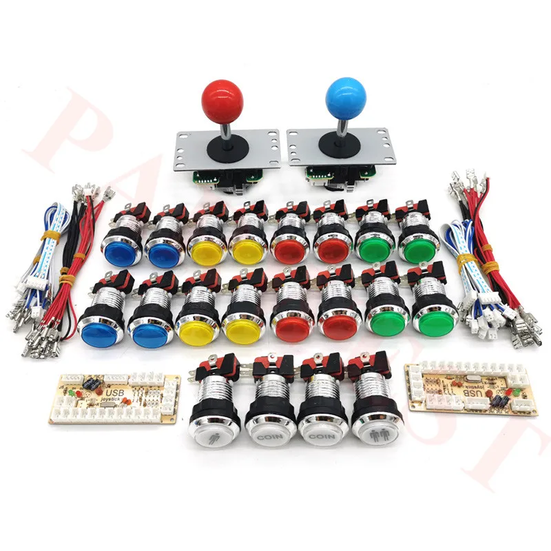 Аркадный шкаф Zero Delay DIY kit для 5 В светодиодный хромированный кнопочный джойстик