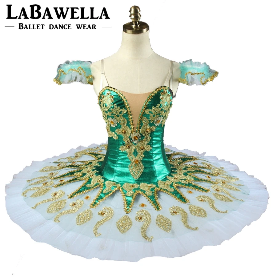 Raymonda Nutracker Pancake Tutu Costumes Green Don Quixote Fairy Women Professional Ballet Tutus Girls BT9134H