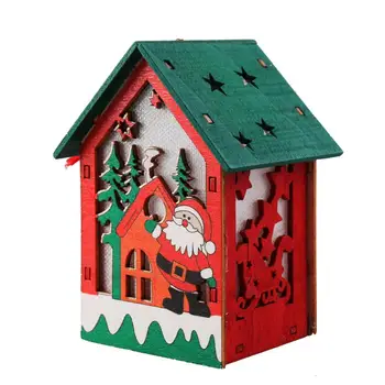 

Christmas Tree Cabin Ornament Wooden Hanging Small House Pendant Christmas Decorations For Home Party New Year Kids Toys