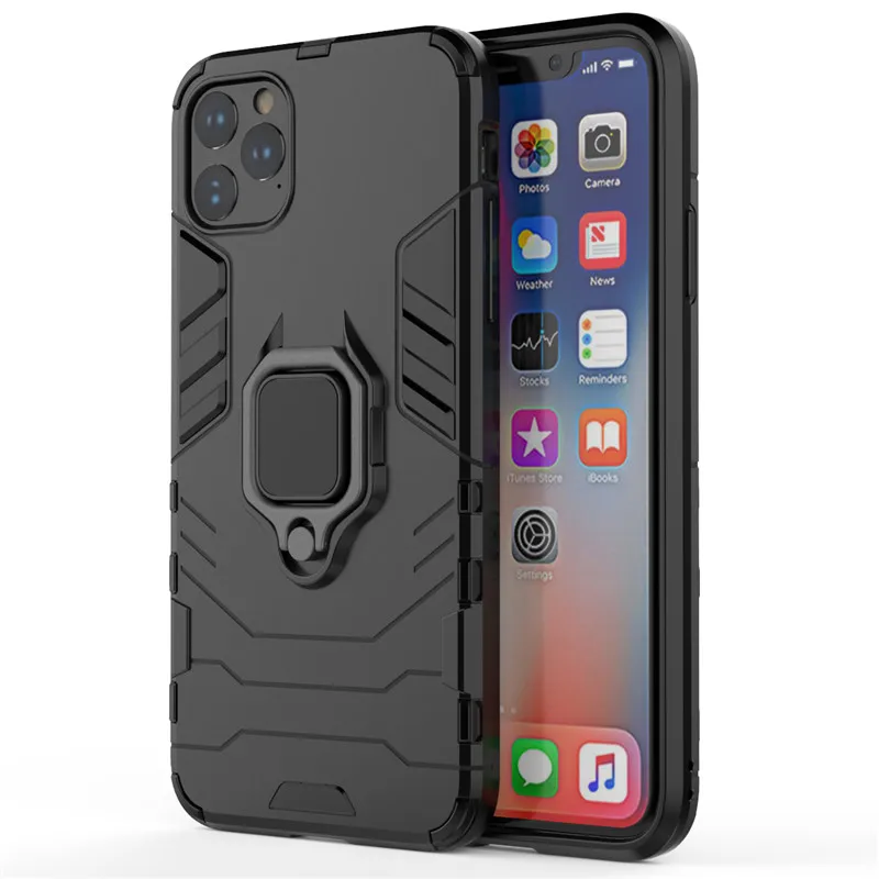 

Shockproof Cover For iPhone 11 Pro Max Iron Man Finger Ring Kickstand Rubber Case For iPhone 7 8 6 6S PLUS XR X XS MAX