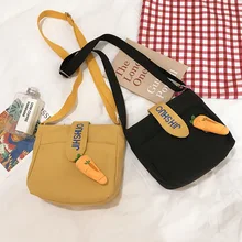 Микро для новой корейской простой крутой редис висячие украшения холст женская наплечная сумка; трендовая универсальная Повседневная сумка на плечо