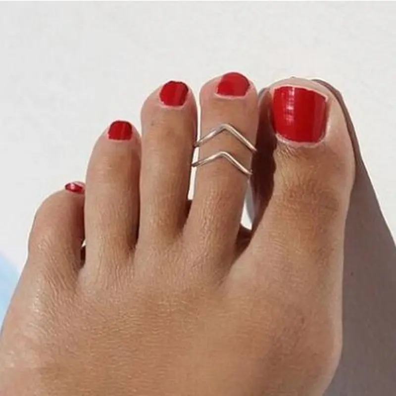 2018 Trendy Gold Sliver plated Toes Knuckle Rings V Shape Beach Sandals Toes Rings Women Jewelry 1pcs