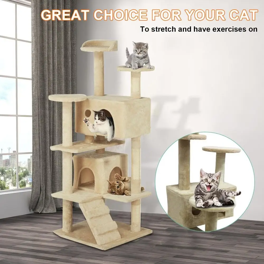 

Large Multilevel Cat Tree Scratching Post Kitten Climbing Tower Activity Centre