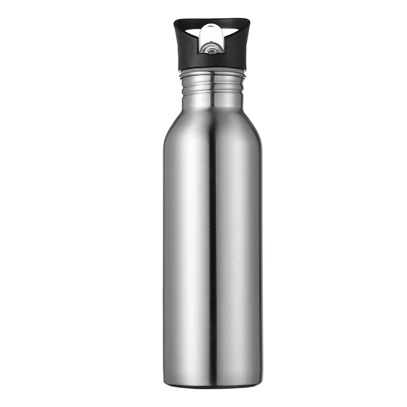 1 шт одна стена 750 мл Высокая емкость нержавеющая сталь Велоспорт Кемпинг бутылка для воды для спорта на открытом воздухе логотип на заказ - Цвет: 2 silver
