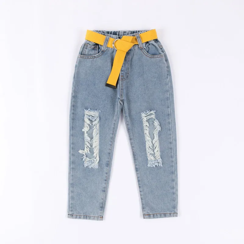 Pantalones vaqueros rotos con cinturón Jeans rasgados con en las rodillas, informales, con estilo, para verano|Pantalones| - AliExpress