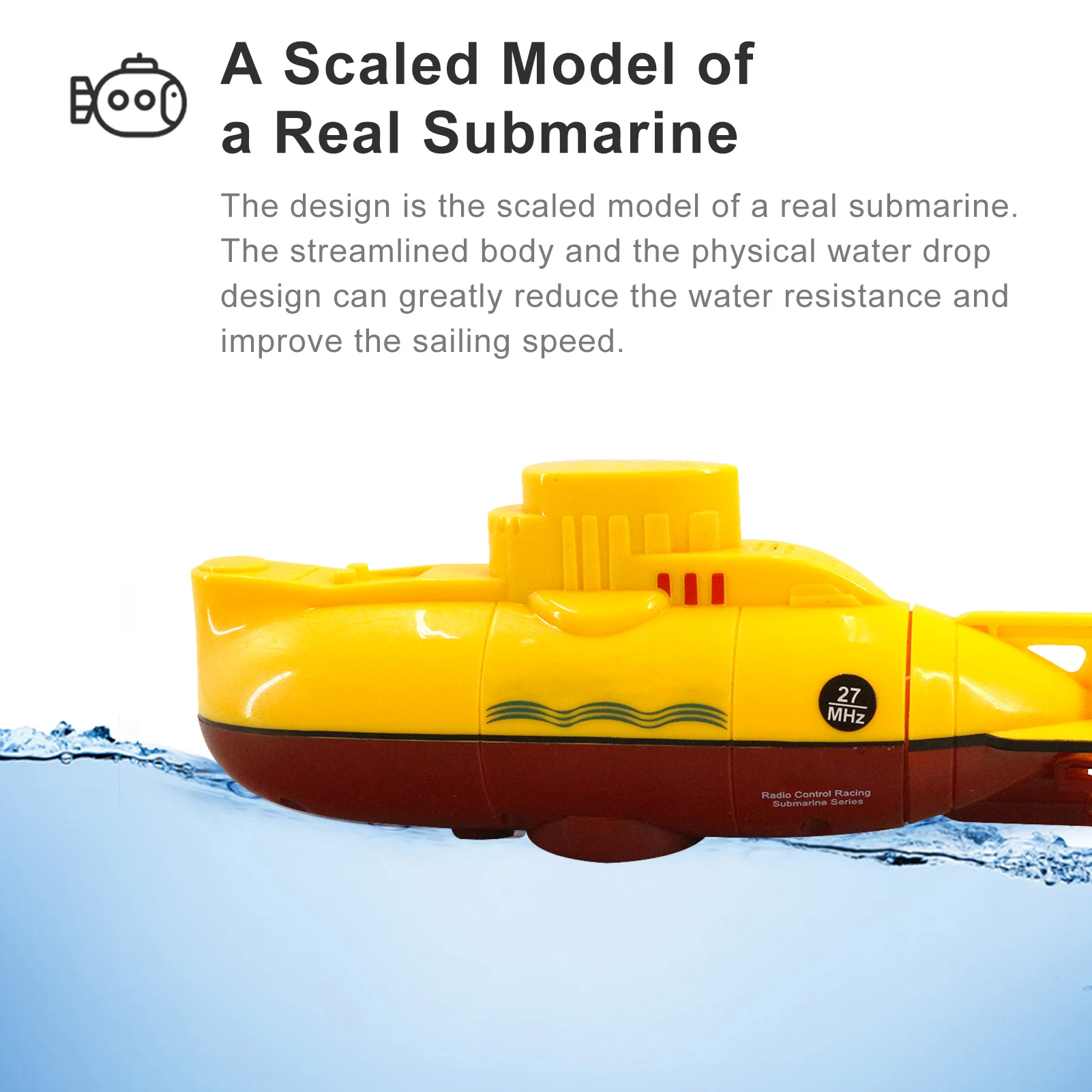 RC Submarine RC Boat 6CH Mini RC Submarine 0.1m/s Speed 3 motors Remote Control Boat 23Mins Playing Time Waterproof Diving Toy for Kids Children Gift