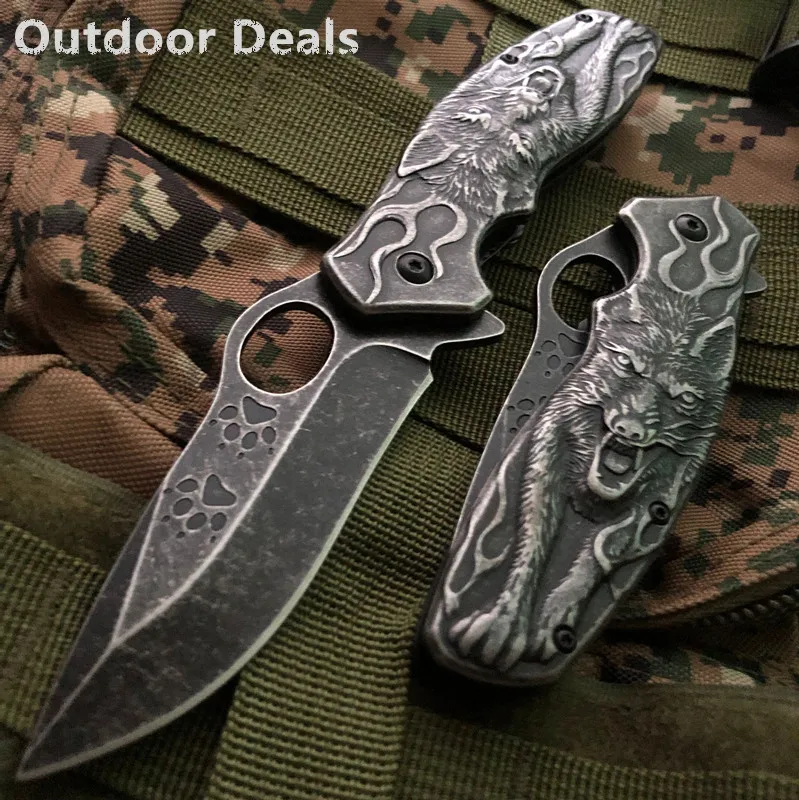 Складной нож 3D Wolf King сверхмощный карманный Stonewash тактическое средство для