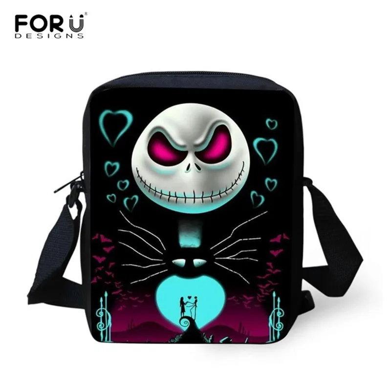  FORUDESIGNS Jack Skellington Print Messenger Bag Nightmare Before Christmas Crossbody Bags Female H - 4000210979754