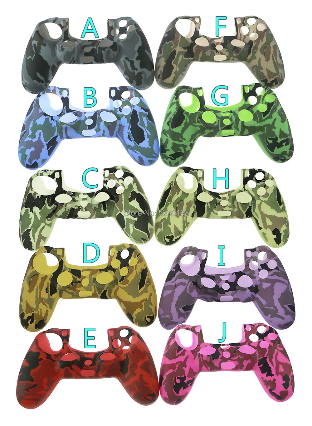 50pcs Colors Silicone Camo Protective Skin Case For Sony Dualshock 4 Ps4 Ds4 Controller Thumb