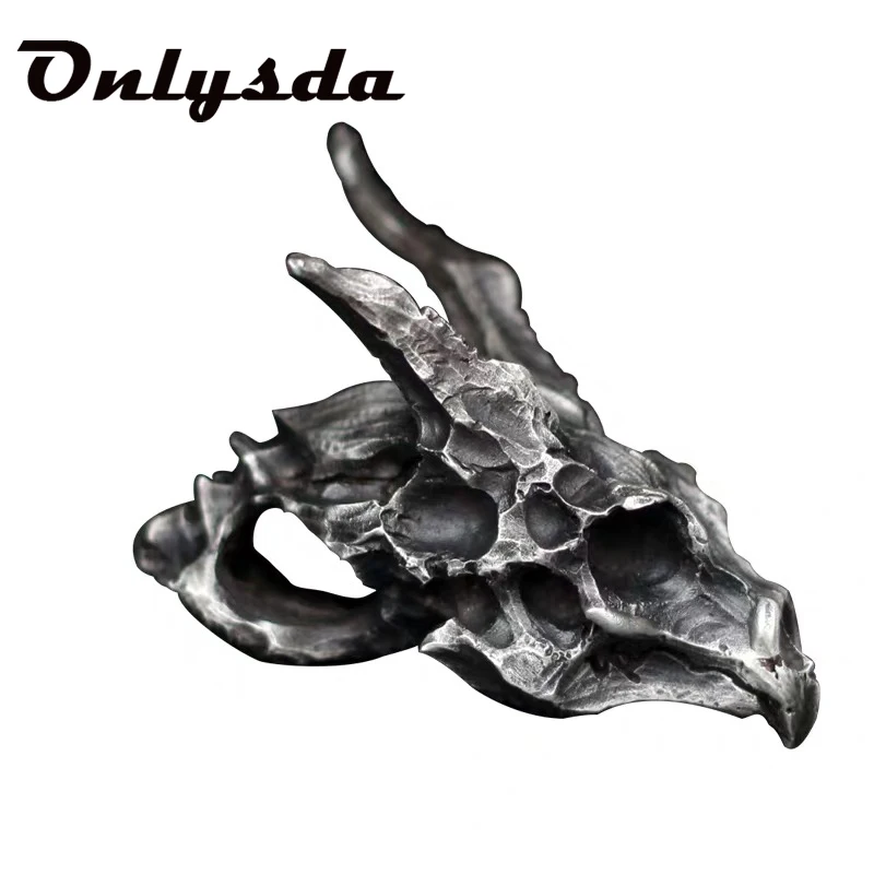 Charms steampunk pendentif Dragon Skull Pendant Necklace Men's Fashion Biker Rock Punk Jewelry Antique Retro Chain Gift OSDZ107 - Image 6