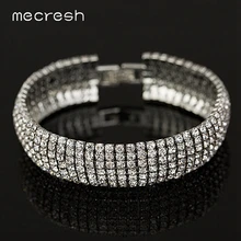 Mecresh Модные Простые Свадебные обручальные браслеты со стразами серебряного золотистого цвета, свадебный браслет для женщин аксессуары MSL431