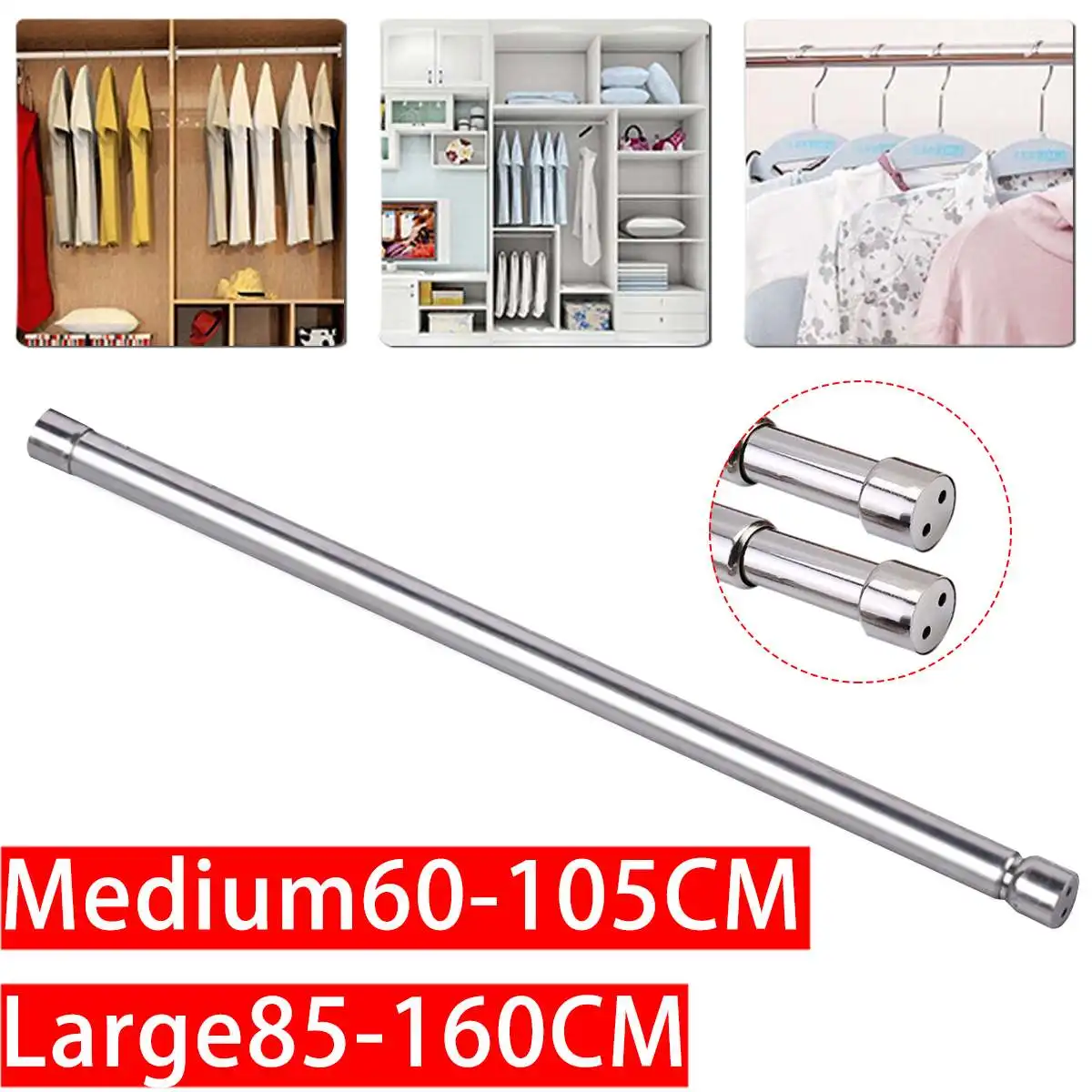 Adjustable Spring Tension Rod Rail Stainless Steel Retractable