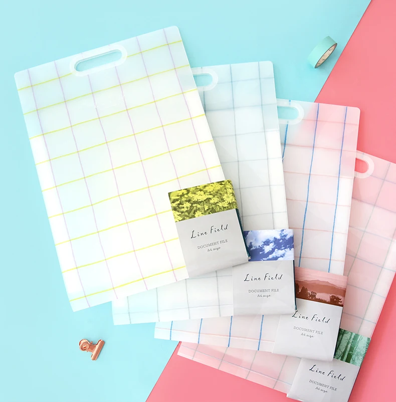 

A4 Light Simple Color Cookie Organ Bag Pp Material Portable Folder School Examination Storage Bag Office Supplies Stationery New