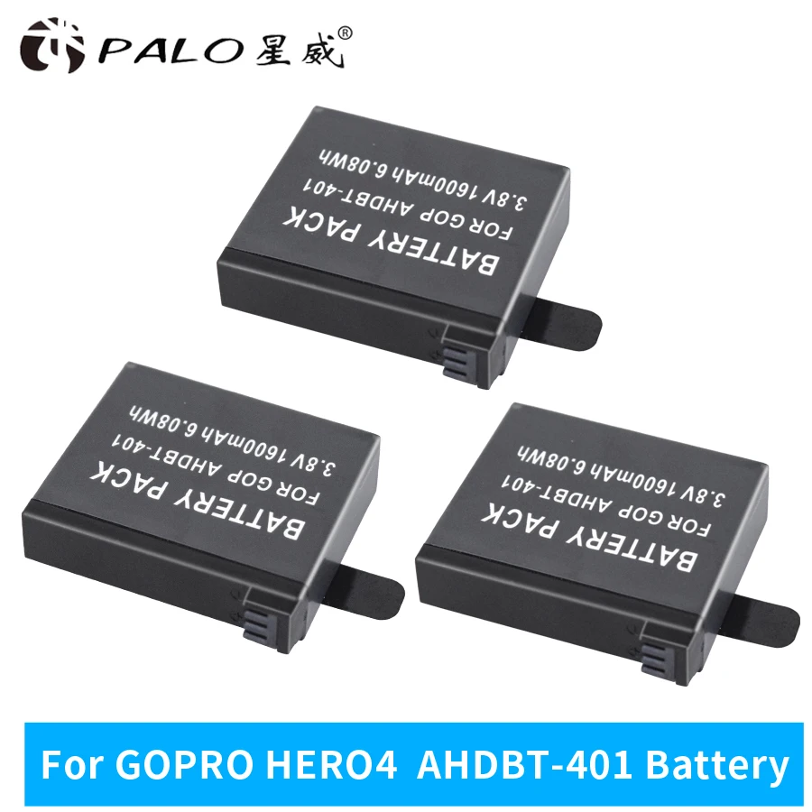 1 4 шт. 100% оригинальный 2 3 8 в 1600 мАч перезаряжаемая батарея для GoPro HERO4 аксессуары