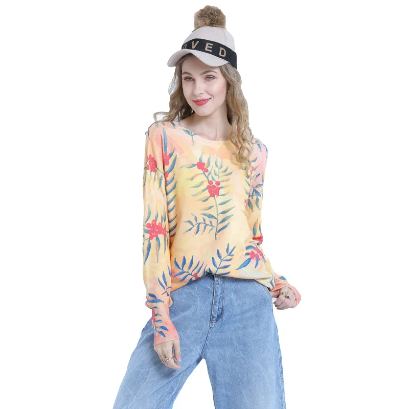 New Style Long Sleeve Winter Flowers Digital Print Sweaters Sueter Mujer Invierno 2020 Loose-Fit Hoodie Sweater Knitwear D6350 | Женская