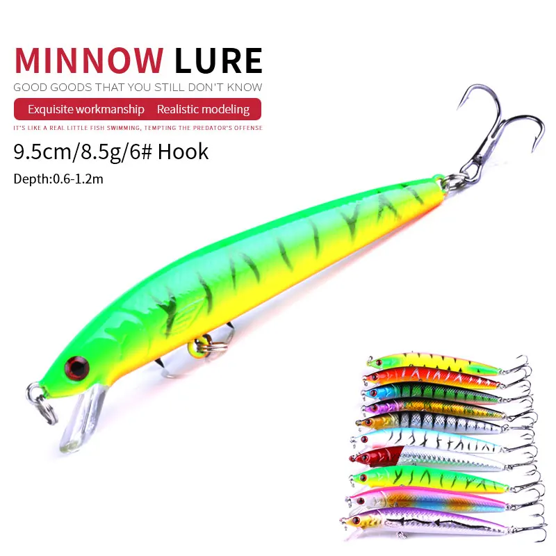 

1PCS MINNOW FISHING LURE ISCA ARTIFICIAL SINKING 95MM/8.5G FISHING LURE HARD BAIT SWIMBAIT SOUPLE LEURRE BLACK MINNOW PECHE LEUR