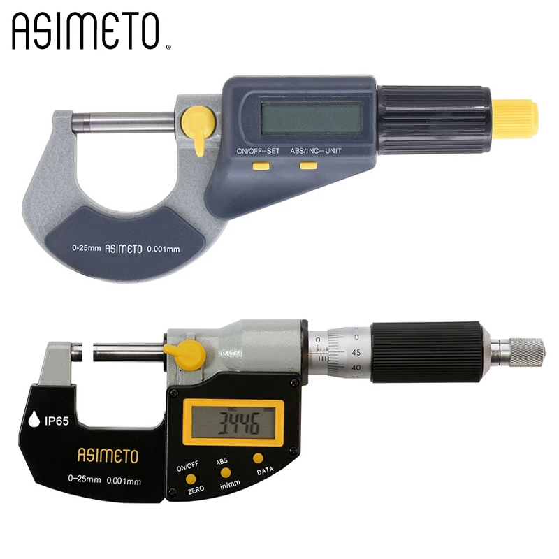 

Germany ASIMETO IP65 Digital Outside Micrometers Measuring Range 0-25mm/0-1inch Resolution 0.001mm/.00005inch 105-01-4