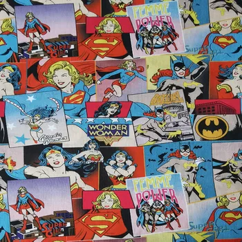 

140cm Width WONDER WOMAN SUPER GIRL 100% Cotton Fabric for Girl Clothes Hometextile Cushion Cover Backpacks Curtain DIY-BL056