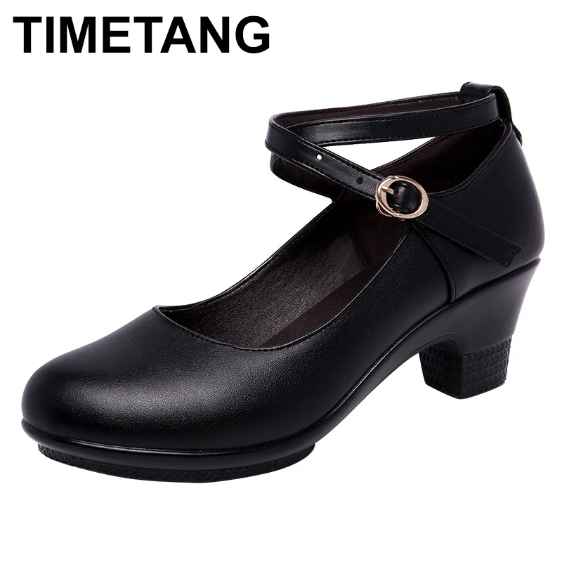 Timetangred Black 6 Cm Heel Block Medium Heel Shoes Women Dance Shoes ...