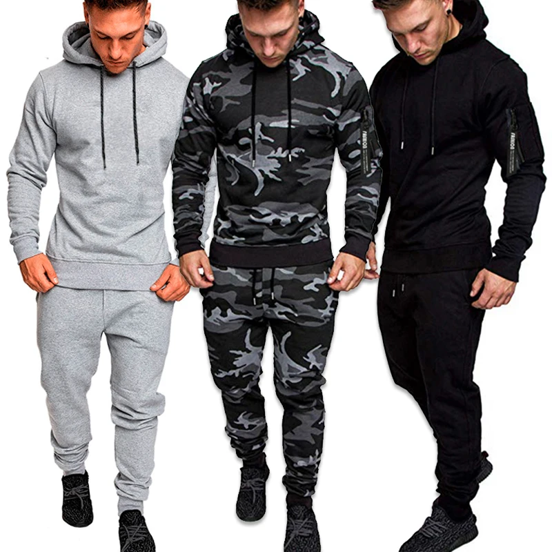 2 Pieces Tracksuit Men's Military Hoodie Sets Sportswear Camouflage Muscle Man Autumn Winter Tactical Sweatshirts and Pants 4XL