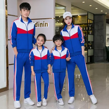 

Spring Women Men Kids Sport Suit Zip Up Jacket Sweatshirt+sweatpant Exercise Workout Casual Jogger Running Gym Set Sport Suit