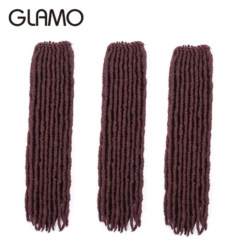 

Glamo 18" Soft Dreadlocks Crochet Braids Knotless Jumbo Dreads Ombre Color Synthetic Faux Locs Braiding Hair Extensions