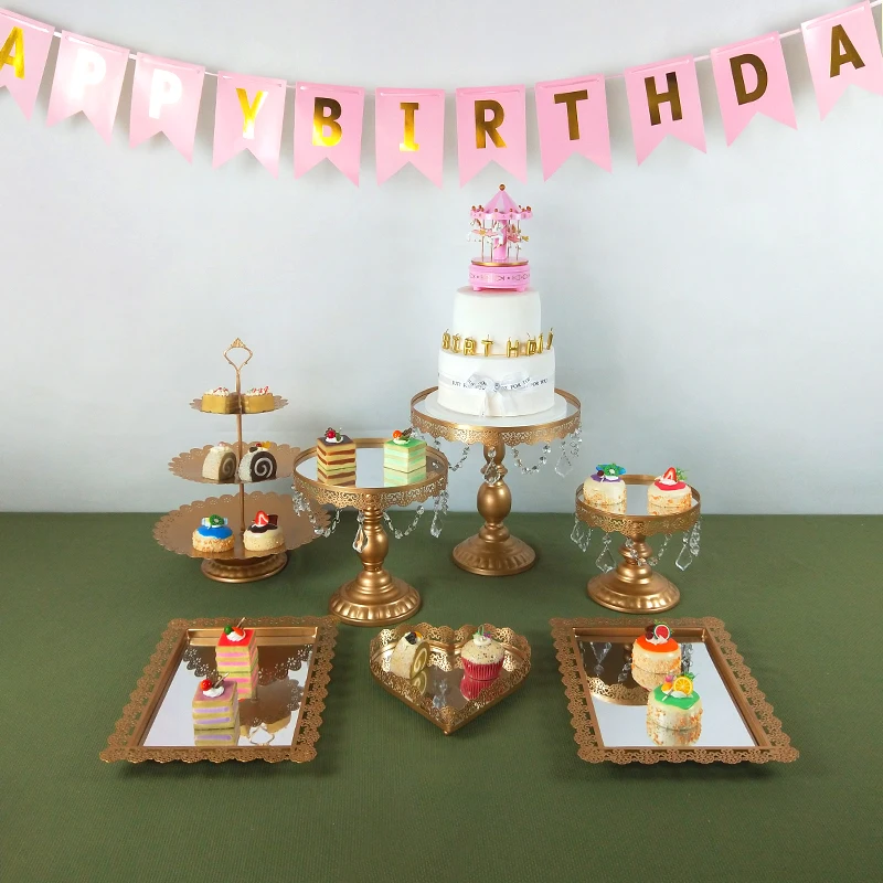 12pcs gold Украшенные кристаллами и жемчугом, металлическая, для подставки для пирожных кекс десерт держатель золотые свадебные десерт лоток торт стенд кекс торт дисплей 7 шт - Цвет: 12pcs gold