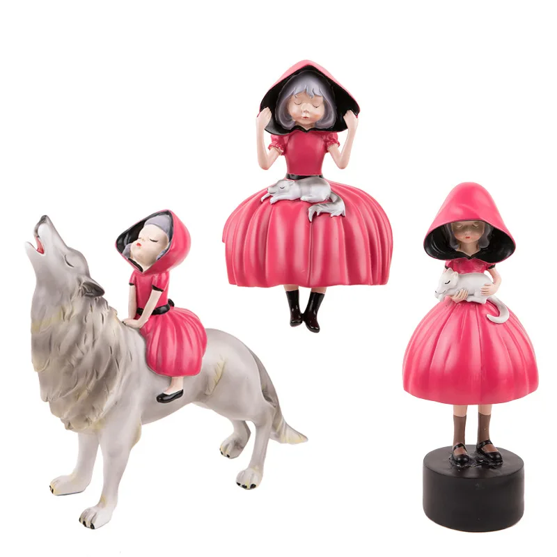  Creative fairy tale character Little Red Riding Hood gray home bedroom decoration crafts girl heart - 4000284293310