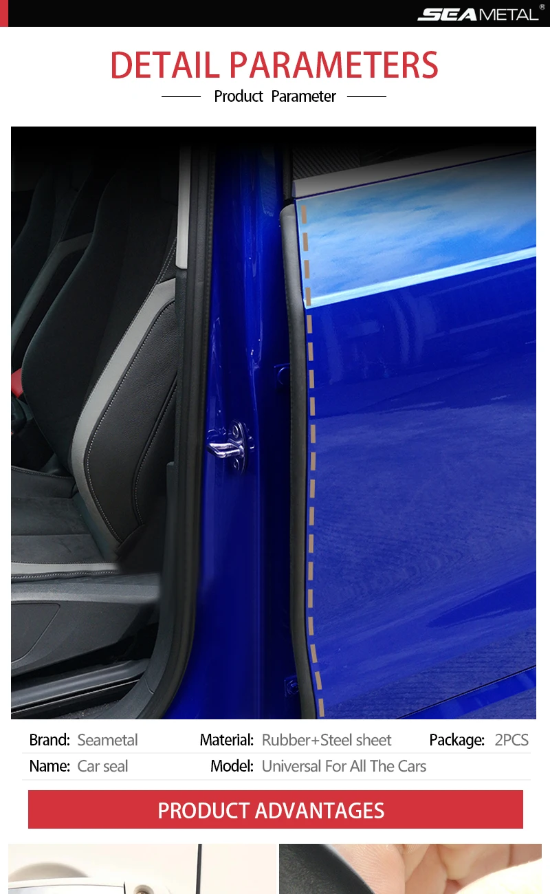 SEAMETAL 2 Stück Autotür-Kantendichtungsstreifen, B-Säule, Auto-Gummi-Dichtungsstreifen, Schalldämmung, Dichtungsstreifen, kratzfester Schutz – Detail 1