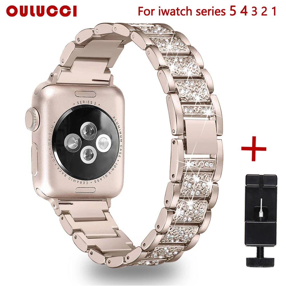 Ремешок Oulucci из нержавеющей стали для Apple Watch 4/3/2/1/5 42/40/38/44 мм женский браслет на