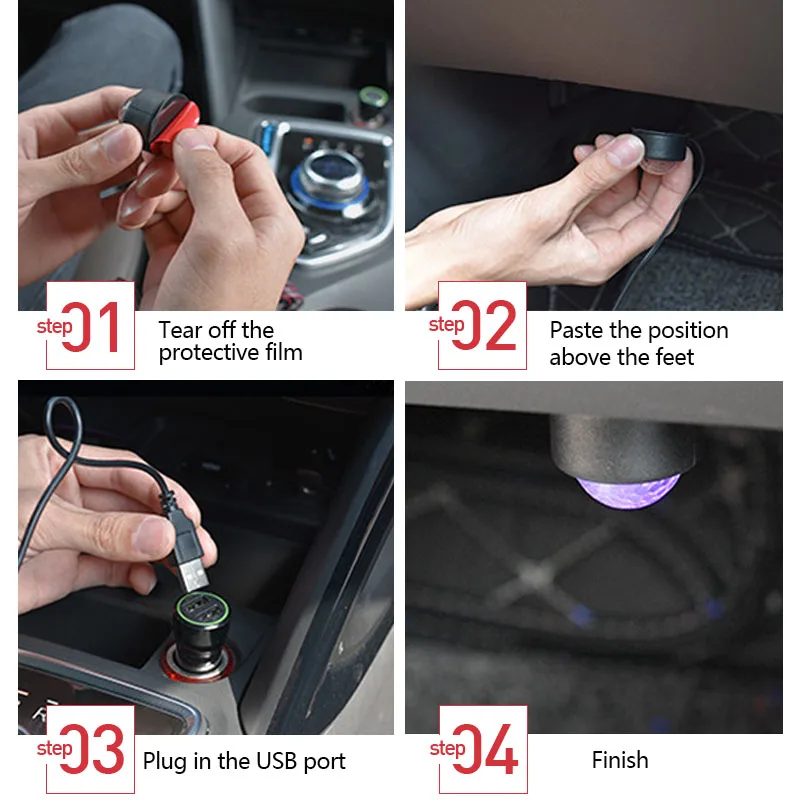 4 In 1 Car LED Atmosphere Lights Colorful RGB Interior Floor Foot Lights Universal Auto USB Decorative Ambient Lamp Car Styling 4 In 1 Car LED Atmosphere Lights Colorful RGB Interior Floor Foot Lights Universal Auto USB Decorative Ambient Lamp Car Styling
