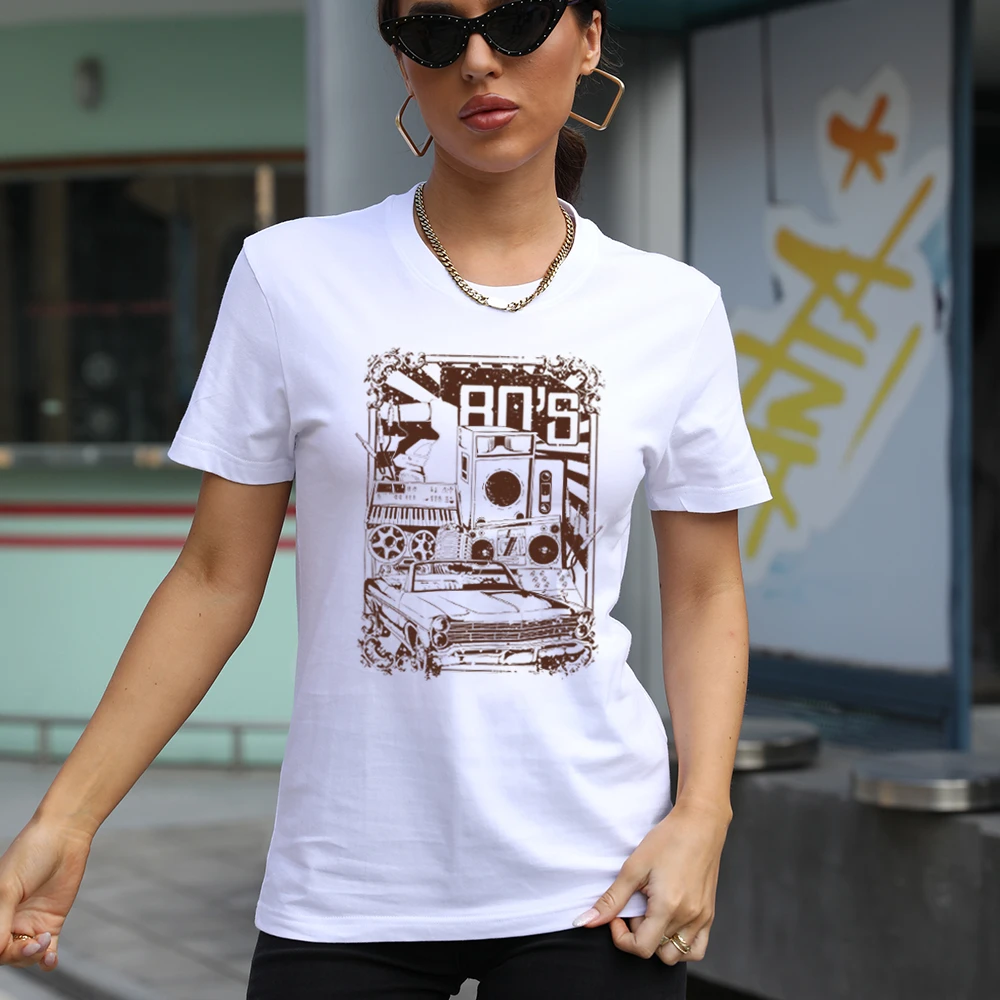 80's Car Print Vintage Women T-shirt Short Sleeve Summer Graphic T Shirts  Tee Femme Harajuku Tops Woman Aesthetic Clothing - T-shirts - AliExpress